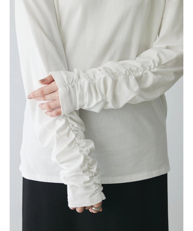 Green Parks AnriettMusee シャーリングスリーブＴシャツ＋レースキャミソールＳＥＴ Off White