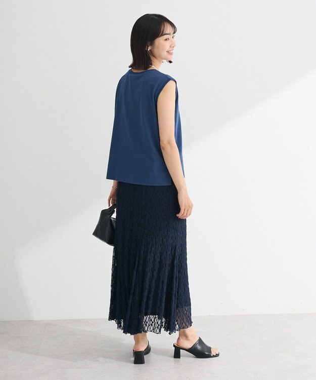 Green Parks ２ＷＡＹパネル切り替えレースフレアスカート Navy
