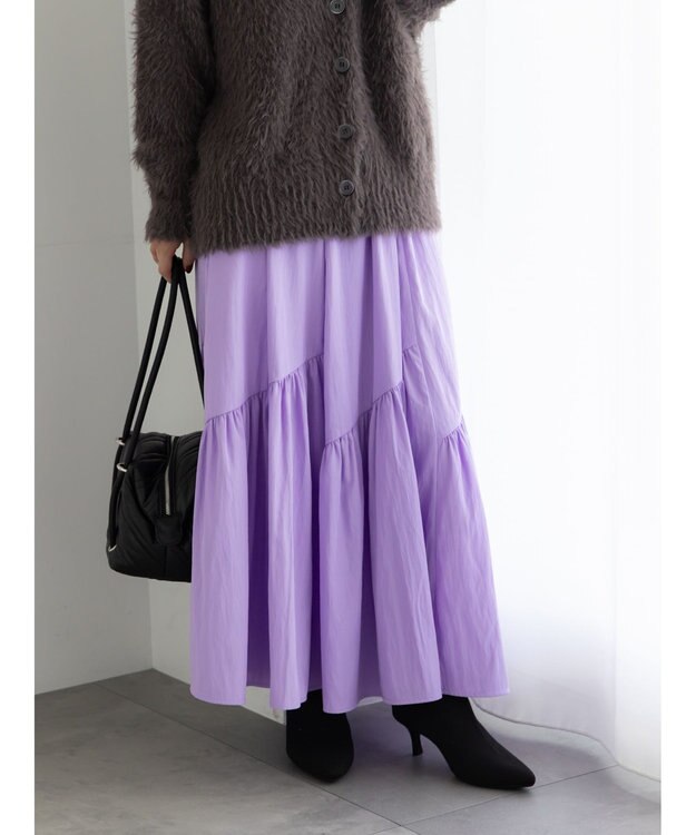 Te chichi マットタフタバイヤスティアードスカート ラベンダー