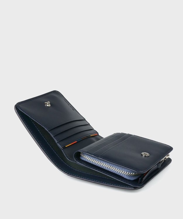 Paul Smith ブライトストライププラー 2つ折り財布 ライトブルー