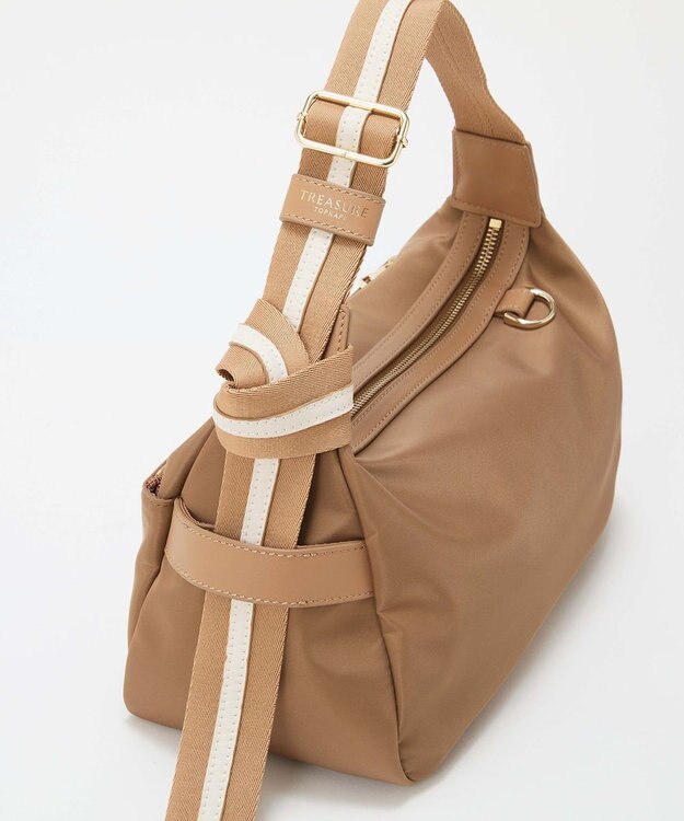 TOPKAPI 【TREASURE TOPKAPI】ナイロン ストライプ ベルト ショルダー バッグ キャメル