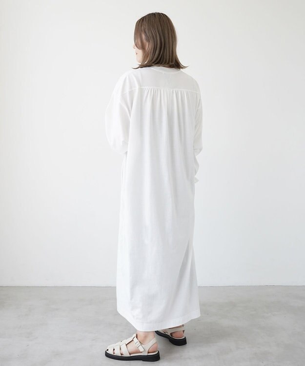 HAAG スマイルコットン LONG SLEEVE ONEPIECE ワンピース ホワイト