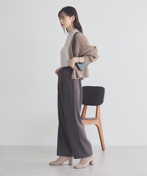 earth music&ecology ラメテレコハイネックプルオーバー Beige