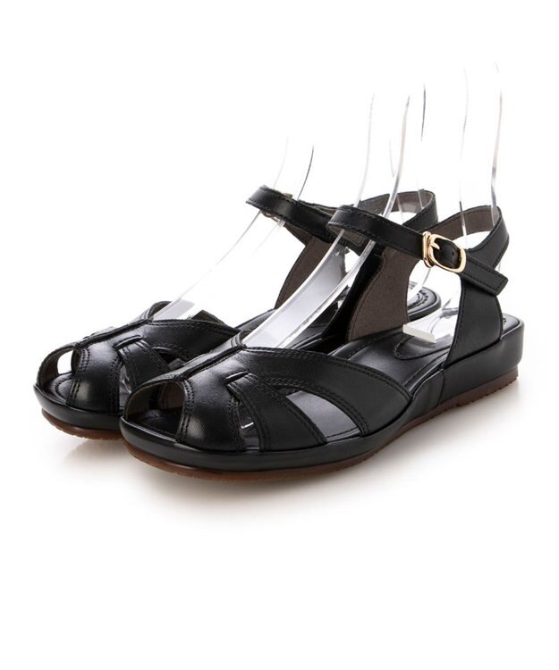 ing <ing>【サスティナブル】アンクルストラップサンダル ブラック