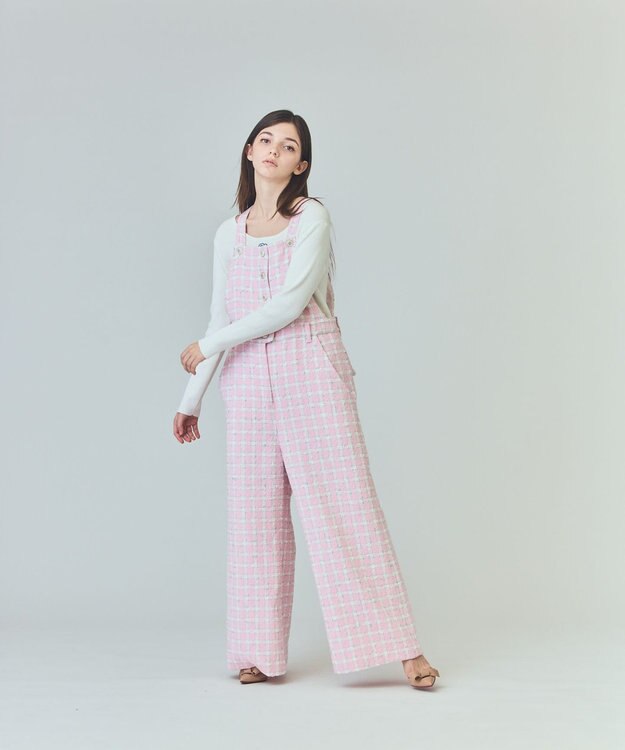 GRACE CONTINENTAL チェックツイードサロペット ピンク