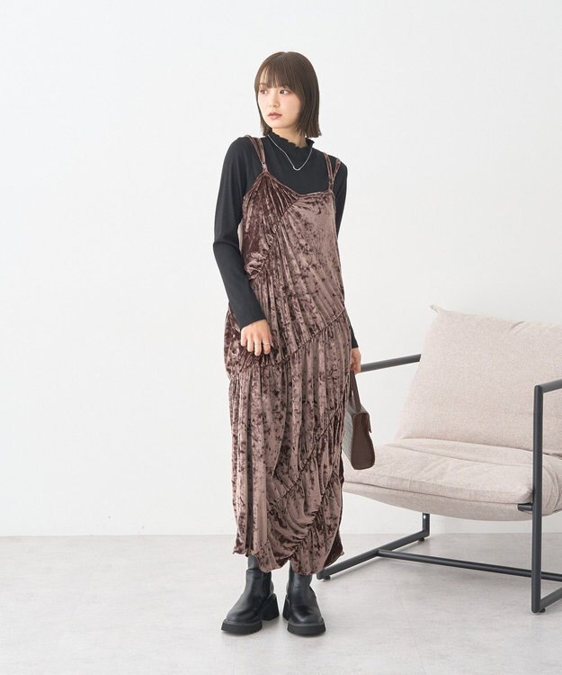 earth music&ecology ラメテレコハイネックプルオーバー Black