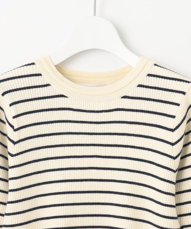 Feroux 【洗える】パフショルダーリブ ニット ホワイト系1