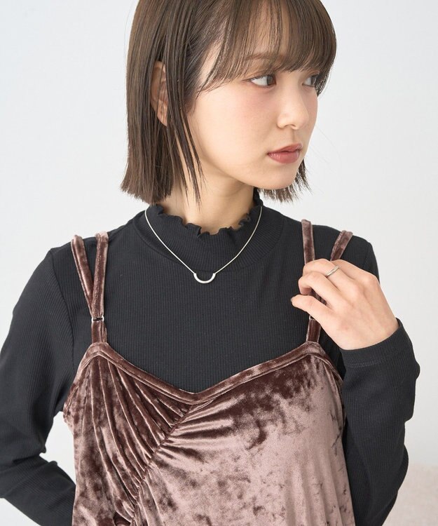 earth music&ecology ラメテレコハイネックプルオーバー Black