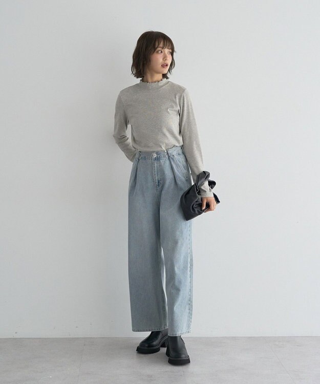 earth music&ecology ラメテレコハイネックプルオーバー Beige