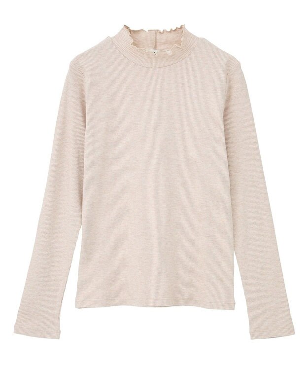 earth music&ecology ラメテレコハイネックプルオーバー Beige