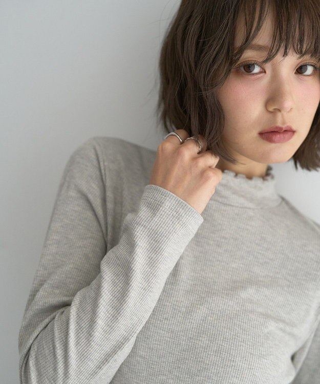 earth music&ecology ラメテレコハイネックプルオーバー Gray