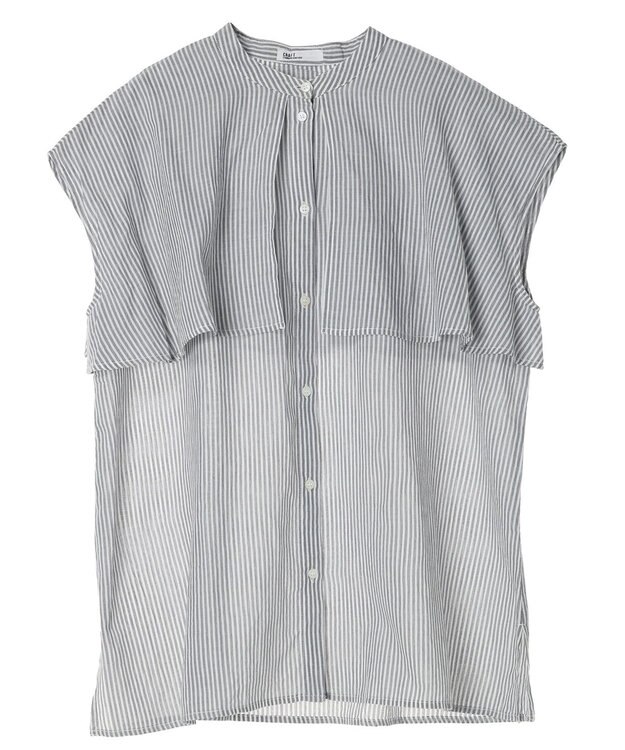 CRAFT STANDARD BOUTIQUE インド綿フリルブラウス Stripe Gray