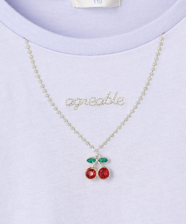 ANY KIDS チュール袖 七分Tシャツ ラベンダー