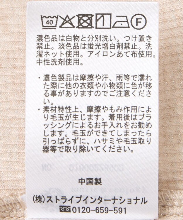 earth music&ecology ラメテレコハイネックプルオーバー Beige