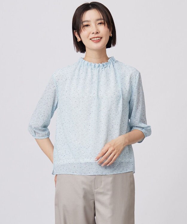 J.PRESS LADIES S 【洗える】hand drawn dots ボトルネック カットソー サックスベース系