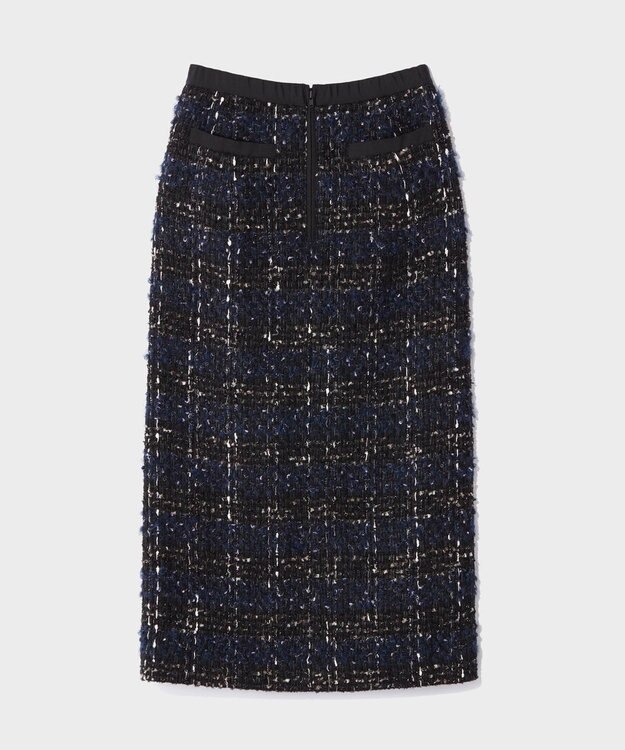 GRACE CONTINENTAL サイドスリットツイードスカート ネイビー