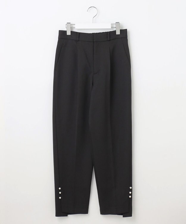 Feroux 【洗える】パールポイントテーパード パンツ ブラック系