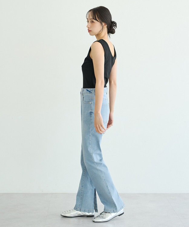 earth music&ecology バックスリットストレートデニム Light Blue