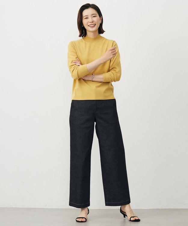 J.PRESS LADIES L 【WEB限定カラーあり】ハイパワーデニムツイル ワイドパンツ ブラック系