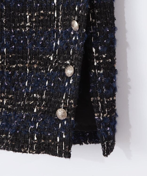 GRACE CONTINENTAL サイドスリットツイードスカート ネイビー