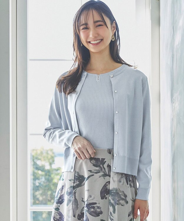 ANY SIS 【洗える】ベーシック カーディガン ライトブルー