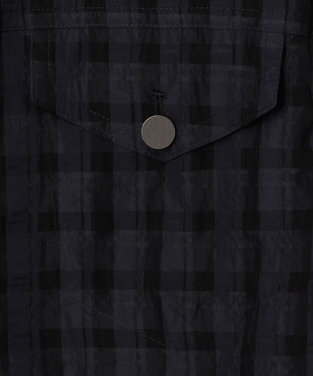 ICB L シアーチェックジャカード クロップドジャケット ネイビー×ブラック系