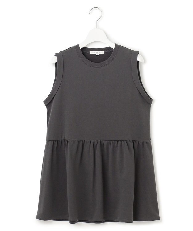 23区 【SLOW/洗える】コンパクトインレー ペプラムヘム カットソー グレー系