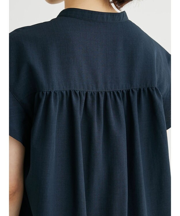 Green Parks 接触冷感　比翼シャツチュニック Dark Navy