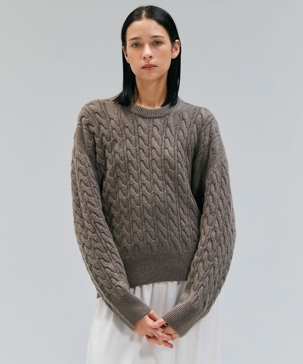 BEIGE， 【洗える】SEDONA / ウールカシミヤケーブルニット Taupe
