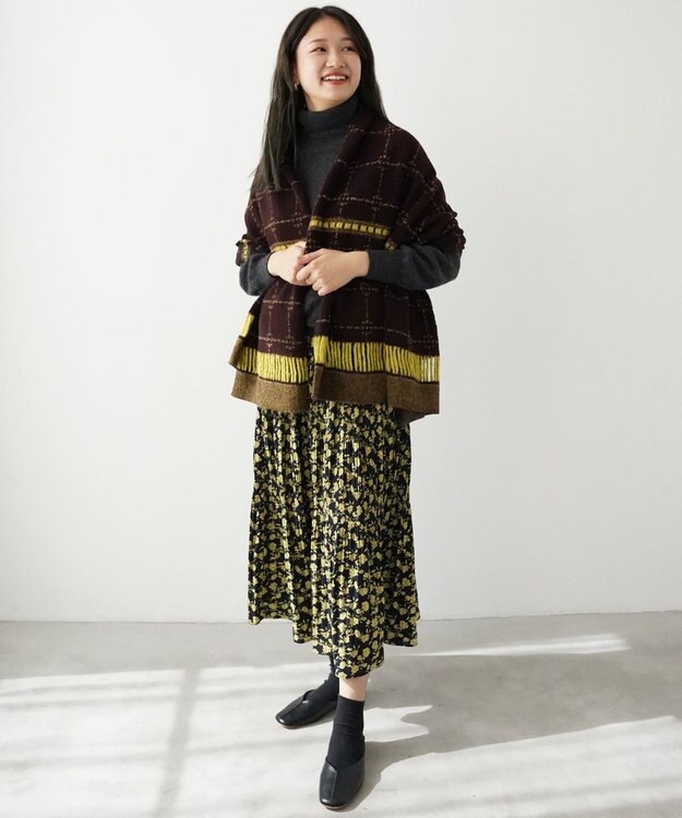 nitorito 【UNISEX】stamp チェック柄 3WAY ストール brown