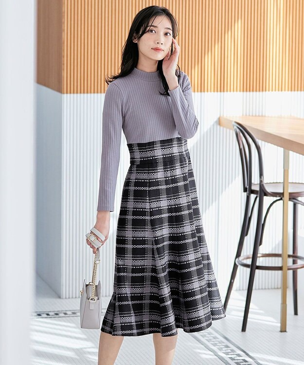 洗える】チェックジャガードコンビ ワンピース / ANY SIS