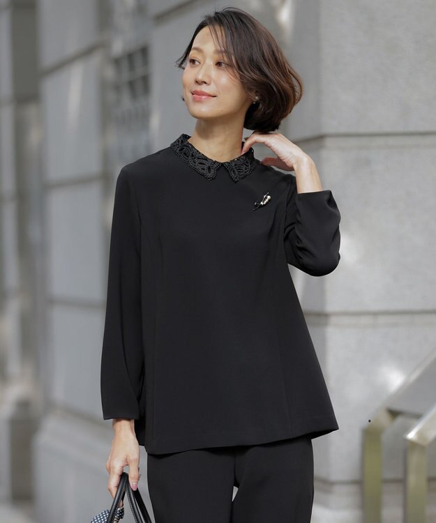 J.PRESS LADIES S 【セットアップ対応・2way】セラテリーダブルクロス ブラウス ブラック系