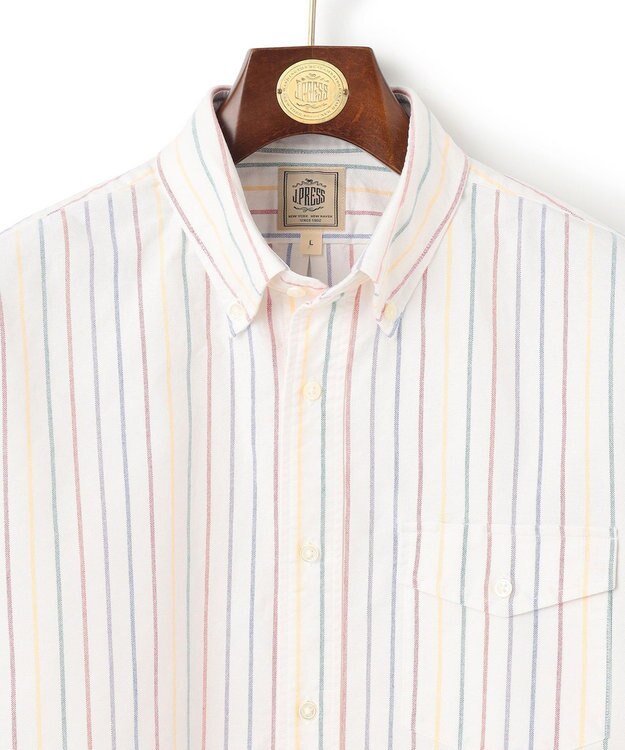 J.PRESS MEN コットンオックス マルチストライプ シャツ / ボタンダウン ホワイト系1
