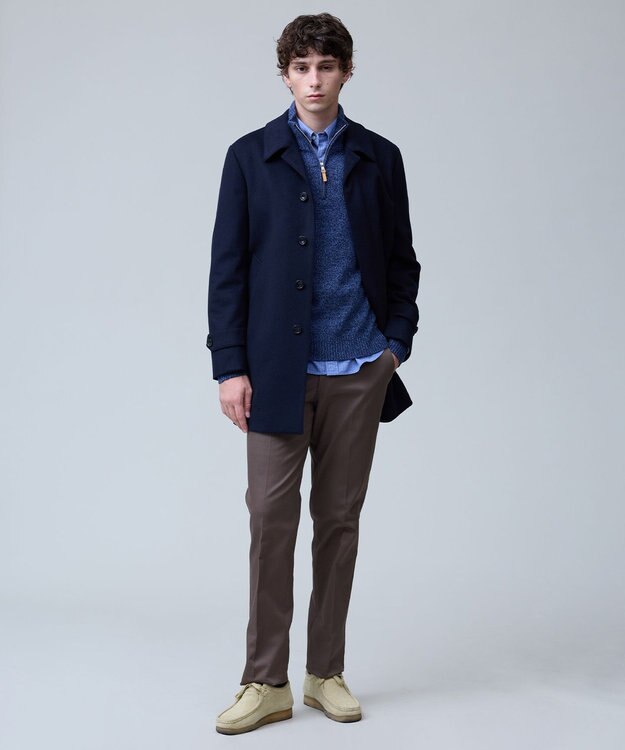 J.PRESS MEN ウールとカシミヤの品格素材【定番】ウールカシミヤビーバー ドレスショートコート_25年モデル ネイビー系