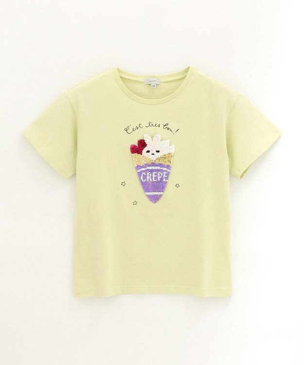 ANY KIDS ミラクルスパンコール 半袖 Tシャツ ライム×クレープ