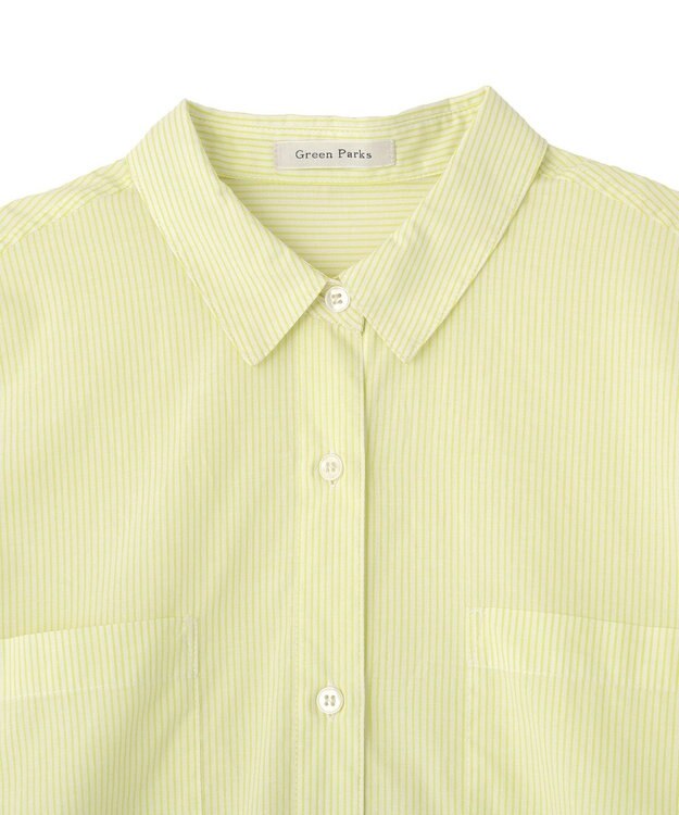 Green Parks ＵＶカットシャツワンピース Stripe Yellow
