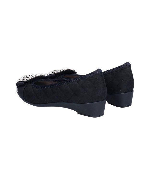 Bridget Birkin ＜3E＞【Bridget Birkin Walk】キルティングビジューリボンウォーキングパンプス ブラックスウェード