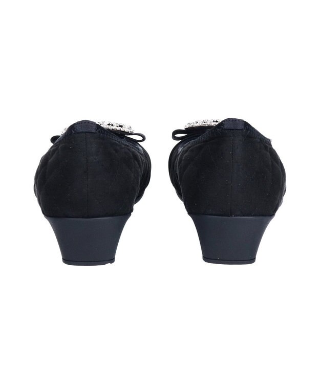 Bridget Birkin ＜3E＞【Bridget Birkin Walk】キルティングビジューリボンウォーキングパンプス ブラックスウェード