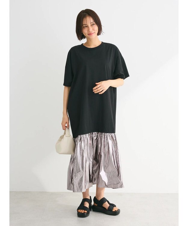 Green Parks ・ＥＬＥＮＣＡＲＥ　ＤＵＥ　メタリック切替ＴＥＥワンピ Black