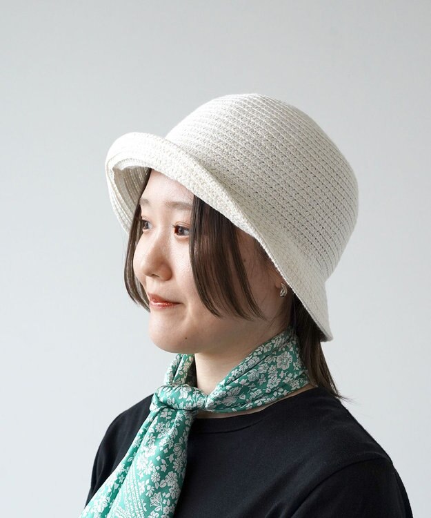 石田製帽 インディゴコットンブレード　バケットハット ホワイト