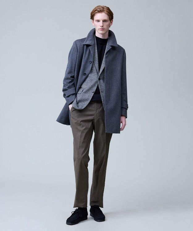 J.PRESS MEN ウールとカシミヤの品格素材【定番】ウールカシミヤビーバー ドレスショートコート_25年モデル ライトグレー系