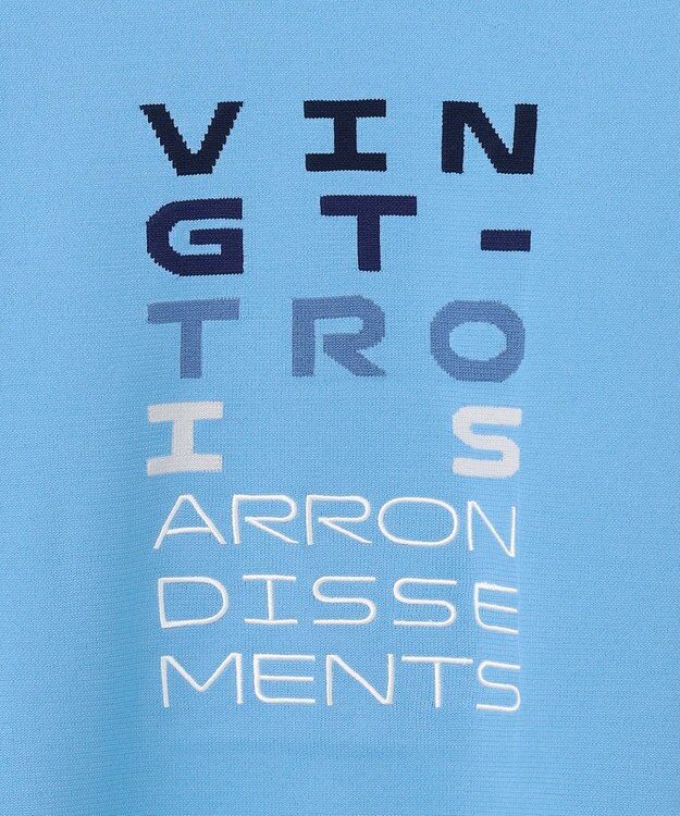 23区GOLF 【MEN】【ウォッシャブル】ロゴインターシャ ポリエステルニット スカイブルー系