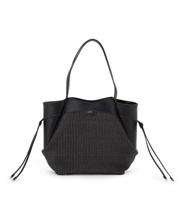 23区 ペーパーライクコンビ トートバッグ (M) ブラック×ブラック