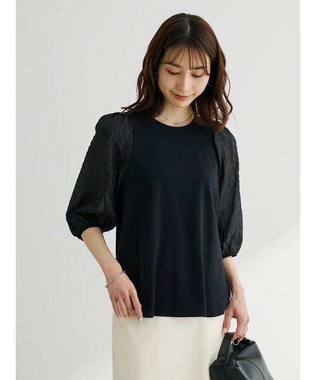 Green Parks ・ＳＵＧＡＲ　ＳＰＯＯＮ　シャーリング袖プルオーバー Black