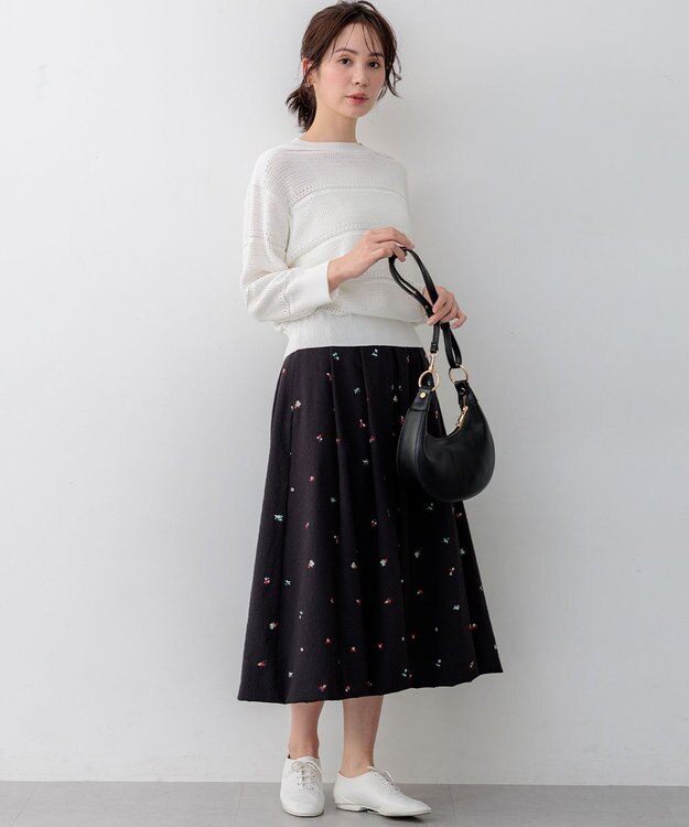 組曲 【WEB限定】ミニフラワーエンブロイダリー スカート ブラック系7