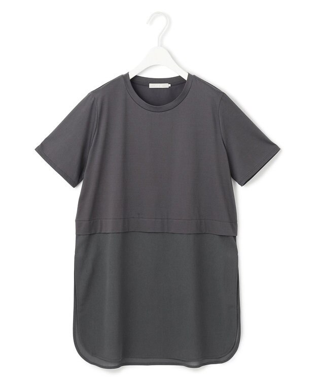 ICB L 【人気のため新色追加・UVケア・洗える】シアージャージーコンビ カットソー チャコール系