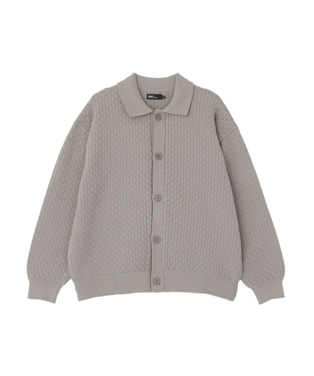 CRAFT STANDARD BOUTIQUE 柄編みニットシャツカーディガン Charcoal Gray