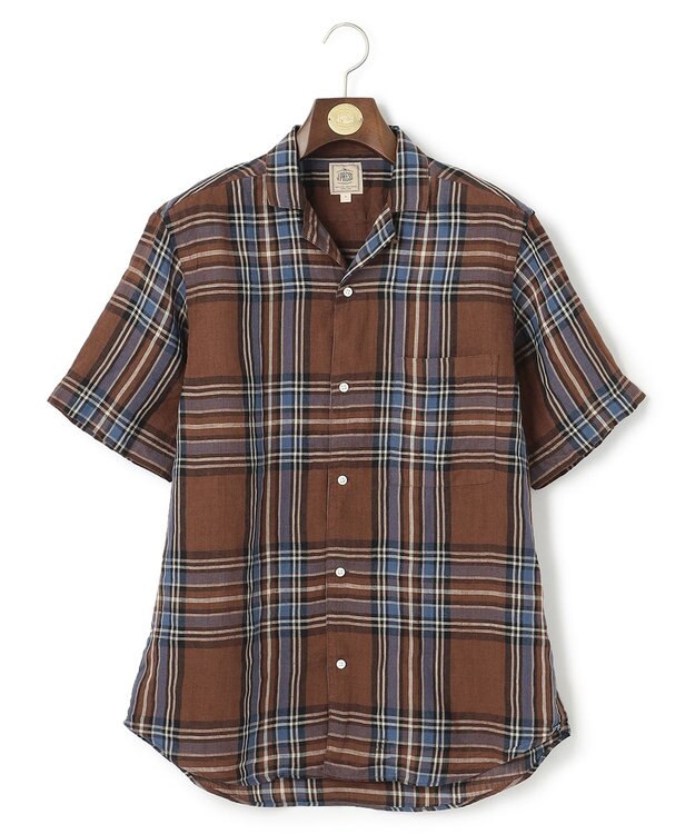J.PRESS MEN フレンチリネンビッグチェックシャツ ブラウン系3