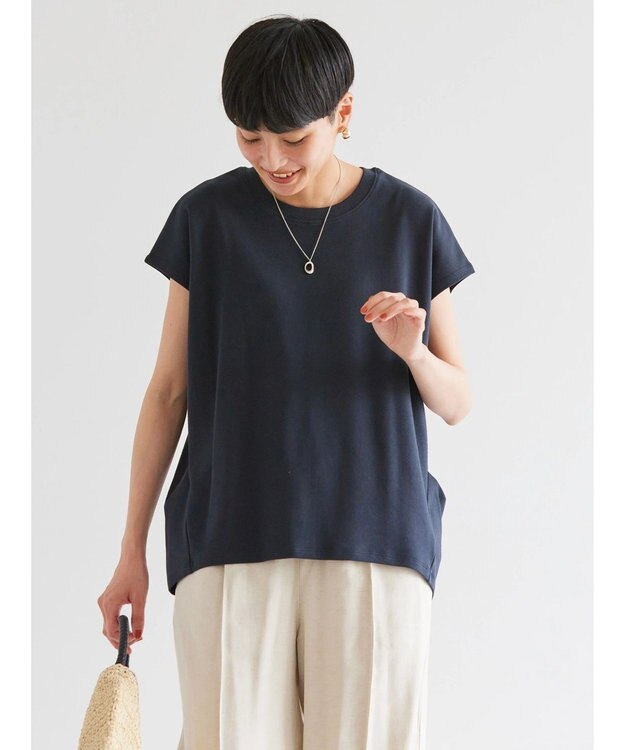 AMERICAN HOLIC キレイＣｏｔｔｏｎフレンチスリーブカットプルオーバー Navy