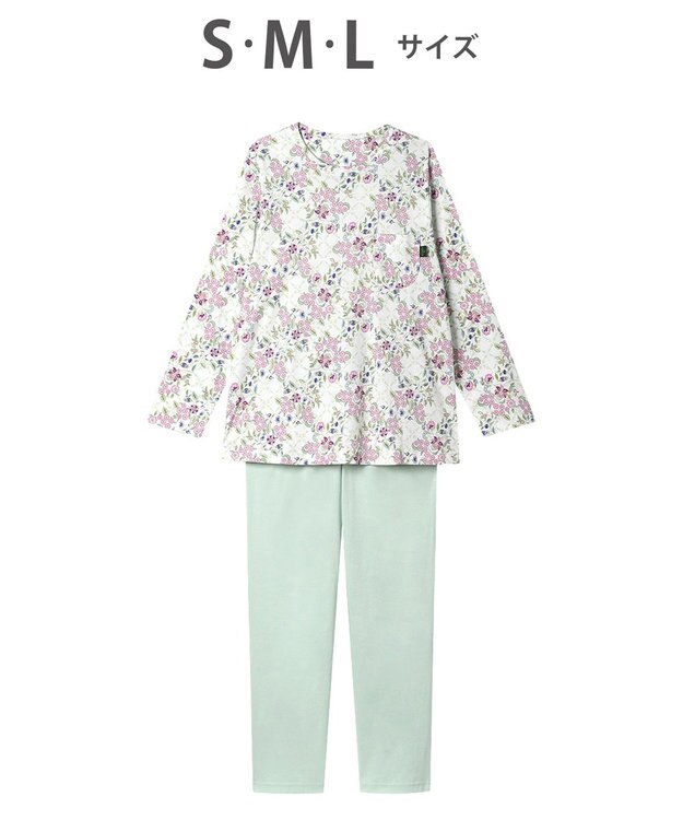 WACOAL ミントン 長袖 長ズボン パジャマ 綿100%(本体) NDX552 /ワコール ホワイト